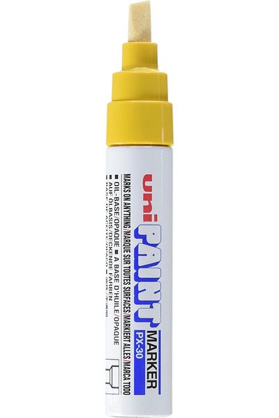 erorex قلم تحديد Uni Paint برأس مشطوف عريض مقاس 30 × 4.0، عرض الخط 8.5 مم، أصفر، رقم المرجع 9001986، عبوة من 6 قطع