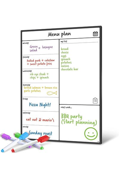 erorex Magnetic Whiteboard Fridge Calendar Meal Menu Planner And Shopping List White Board Memo Board And
