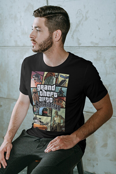 Texclusive تي شيرت ستارز كوب GTA للجنسين باللون الأسود