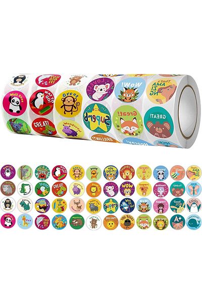 erorex 3000Pcs Reward Stickers Stickers For Kids Behavior Incentives 1 Inch Round Cartoon Animals