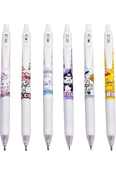 erorex Anime Cartoon Sanrio Gel Ink Pens Set Neutral Black Ink 0.5Mm Press Retractable Pen For Office