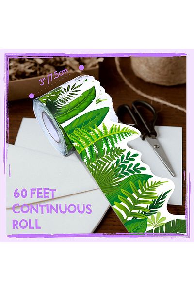erorex 60 Feet Bulletin Board Borders Straight Rolled Border Trim With Tropical Leaves Patterns For School