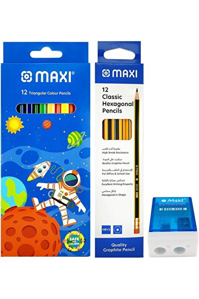 erorex Hexagonal Graphite Hb With Eraser Tip 12Pcs+ Color Pencils 12 Colors + Sharpeners Combo Pack