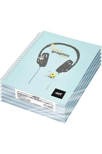 erorex Linbsa41802 Single Line 100 Sheets Spiral Hard Cover Notebook 5 Pieces A4 Size