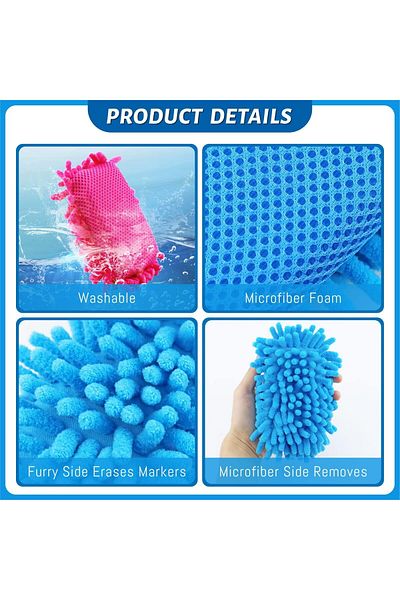 erorex Whiteboard Eraser 4 Pieces Microfiber Shag Washable Chalkboard Eraser For Markers And Chalk Dry
