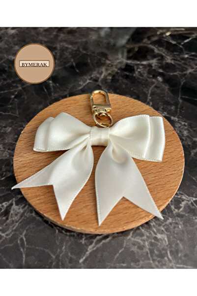 TTT حقيبة أنيقة على شكل فيونكة، وشريط من الساتان وحلية سلسلة مفاتيح