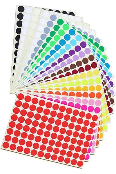 erorex Round Dot Sticker 1920Pcs Color Self Adhesive Coding Stickers Labels For Coloring Marking