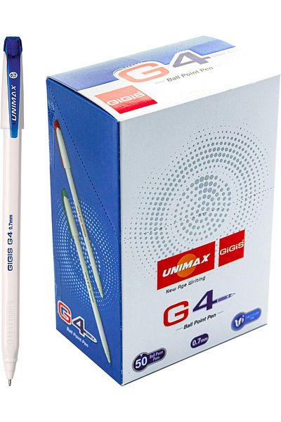 erorex مجموعة أقلام حبر جاف Unimax G4 مقاس 0.7 مم، 50 قطعة، باللون الأزرق