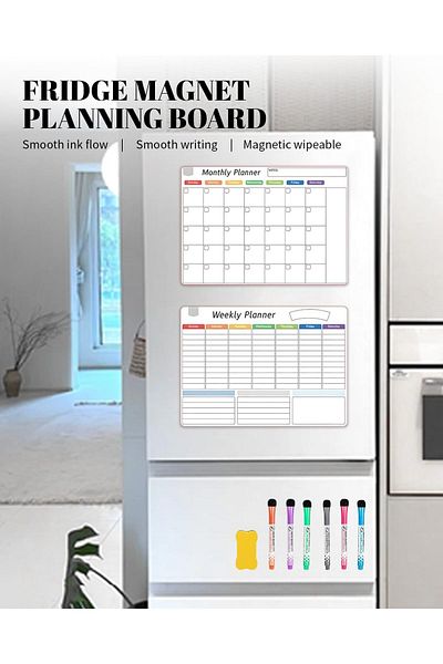 erorex Magnetic Dry Erase Calendar Whiteboard Set 3 Pack For Refrigerator Wall And Fridge Organization