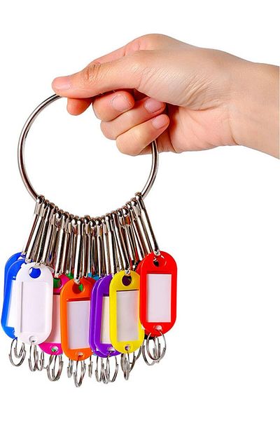erorex Colorful Key Identifier Cover Set With 30 Plastic Key Caps 30 Labels And Wire Keychain Assorted
