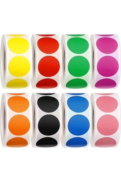 erorex 4000 Pcs 1 Inch Round Color Coding Circle Dot Stickers On 8 Rolls 500 Count Each Color Dots