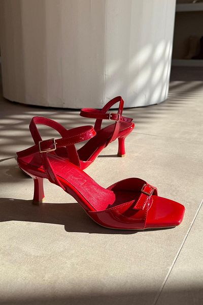 nope21shoess Pantofi cu toc din piele naturală roșu