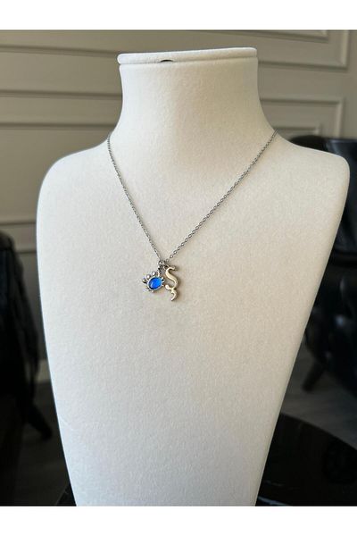 Store Letter S Necklace - with Crab Charm and Steel Chain
