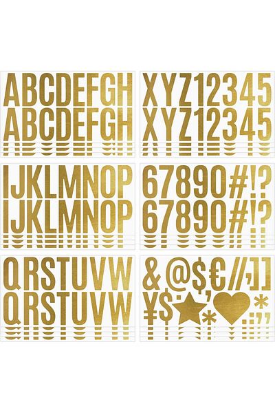 erorex Gold Letter Stickers 6 Sheets Large Letter Stickers 2.5 Inches Alphabet Number Self Adhesive