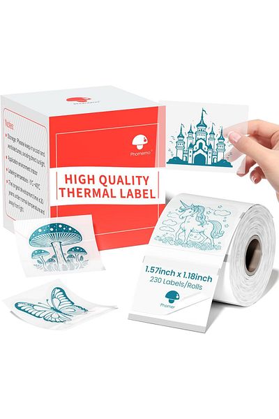 erorex Thermal Labels Green On Clears Sticker Label For M110 M221 M220 M120 M200 Label Printer 1.57 Inch