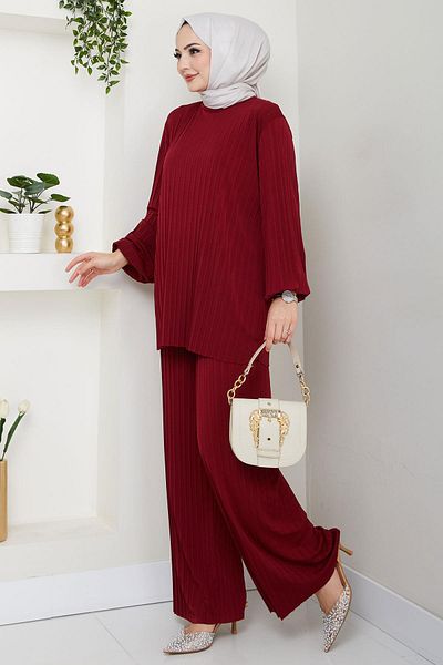 hafsamina Sandy Double Suit Claret Red HM2701 (Λίστα ηλεκτρονικού εμπορίου στα τουρκικά)
