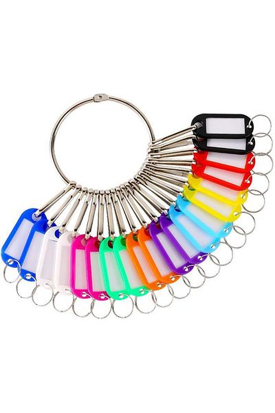 erorex Colorful Key Identifier Cover Set With 30 Plastic Key Caps 30 Labels And Wire Keychain Assorted