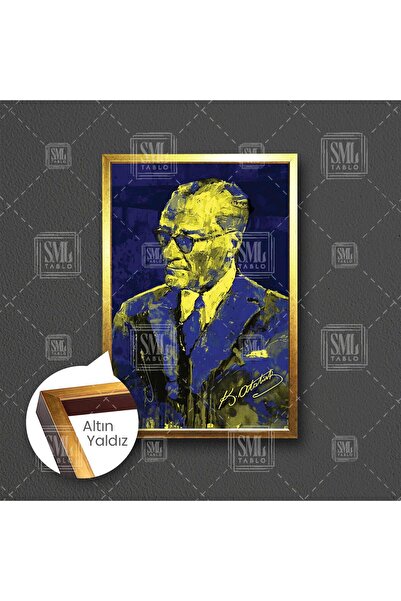 SML TABLO Mustafa Kemal Atatürk İmzası Fenerbahçe Sarı Ve Lacivert Çerçeveli ...