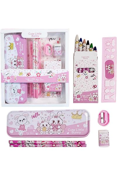 erorex 12Pcs Stationery Set Including Pencil Case Ruler Eraser 2 Pencils Pencil Sharpener And A Box Of