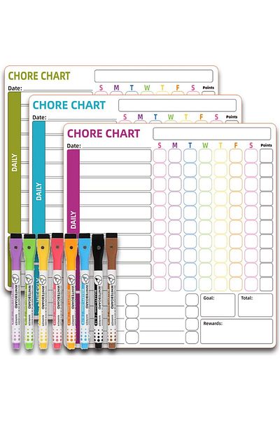 erorex 3 Pcs Magnetic Behavior Reward Chore Chart Fridge Whiteboard Chore Chart Set Dry Erase