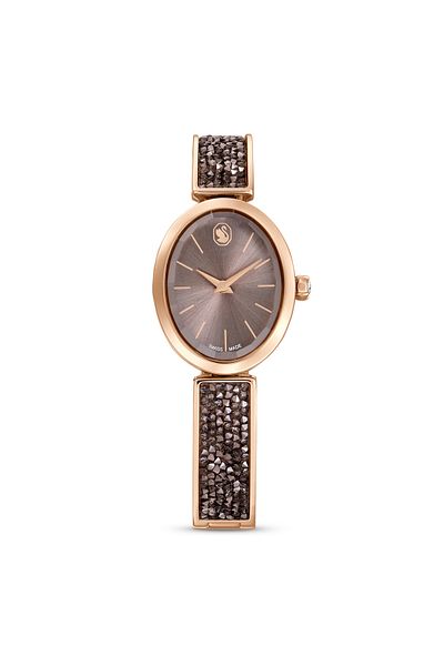 Swarovski Crystal Rock Oval Watch, Swiss Manufacture Grey, Pink and Golden Color