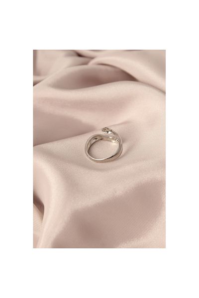 Skygo Adjustable Silver Color Metal Hugging Hands Model Women's Ring - Tj-Byk2135
