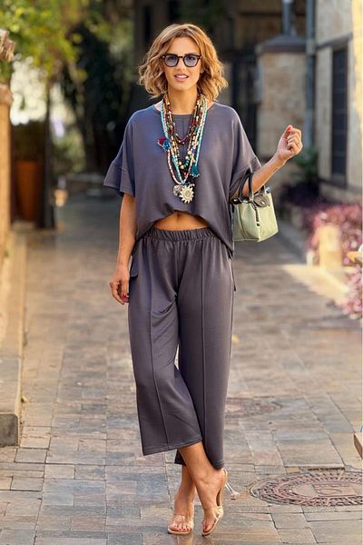 Nevin Kaya Moda Smoked Color 100% Organic Cotton Modal Fabric Double Set