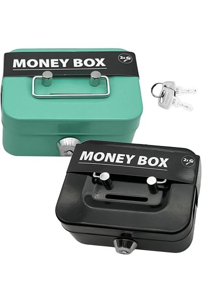 erorex Cash Boxes With Keys 4.5 Inch Iron Lockable Money Box With Coin Slot Safe And Sturdy Petty Cash Tin
