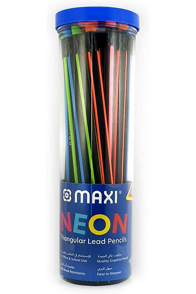 erorex Neon Triangular Graphite Pencil With Eraser Tip Jar Of 30Pc