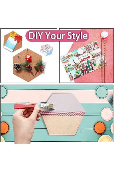 erorex Hexagon Cork Board Tiles Cork Board Hexagon With 64 Pcs Multi Color Push Pins Cork Bulletin Board