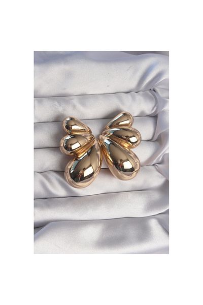 Skygo Brass Gold Color Large Curved Butterfly Earrings - Tj-Bkp9111