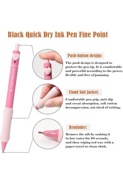 erorex 10Pcs Retractable Gel Pens 0.5 Fine Point Pen Black Ink Pens Journaling Gel Pens Smooth Writing