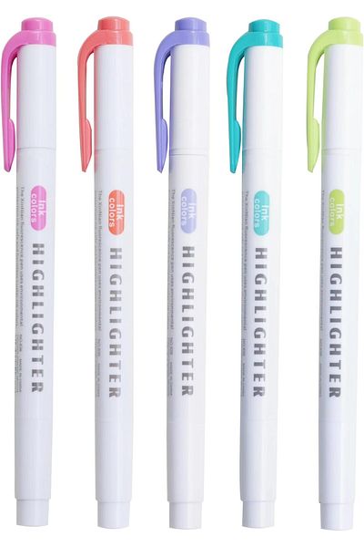 erorex Double Ended Highlighter Set Chisel And Bullet Tips Assorted Ink Colors 5 Pack
