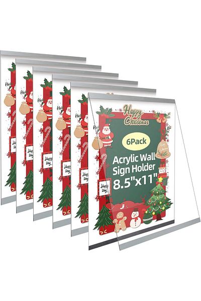 erorex A4 Acrylic Sign Holder Wall Mount Plastic Display Frames With Adhesive Tape And Magnetic Strip