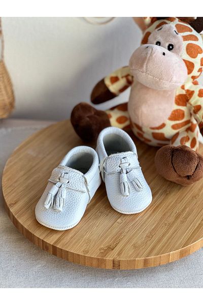 Li Puna Bony White Genuine Leather Baby Moccasin