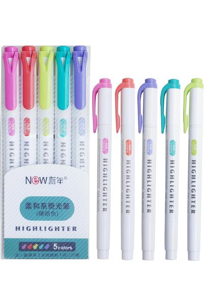 erorex Double Ended Highlighter Set Chisel And Bullet Tips Assorted Ink Colors 5 Pack