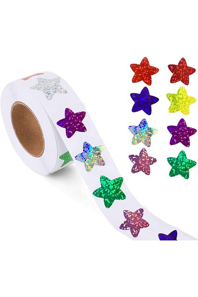 erorex 500Pcs Foil Star Stickers Small Star Stickers Roll Colored Self Adhesive Star Stickers For Student