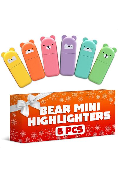 erorex 6Pcs Bear Mini Highlighters Assorted Colors Multi Colored Highlighters 6 Pack Of Highlighters