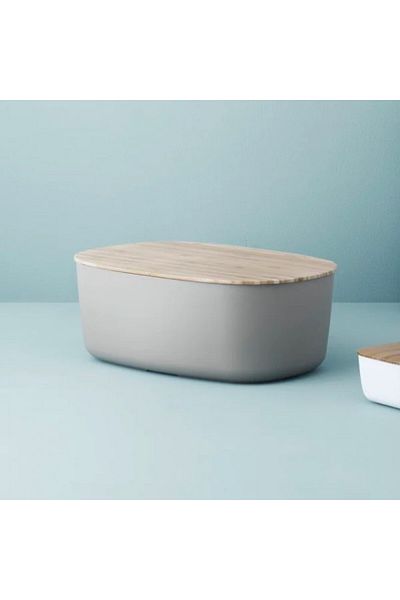 stelton Bread box with bamboo lid, BOX-IT Warm Olive, 34.5x22.5x13 cm