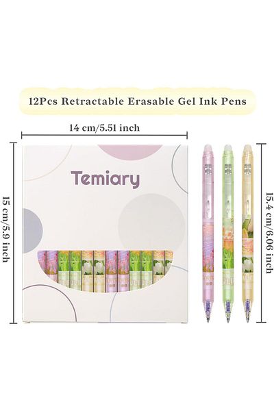 erorex 12Pcs Erasable Gel Pens Make Mistakes Disappear 0.5Mm Fine Point Smooth Writing For Planner Blue