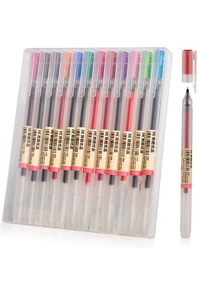 erorex Gel Pens 12 Colors Ball Point Pens Fine Point 0.5 Mm Ink Pen Colorful Pens For Journaling Note