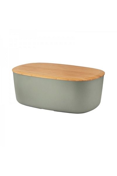 stelton Bread box with bamboo lid, BOX-IT Warm Olive, 34.5x22.5x13 cm