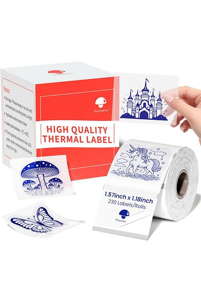 erorex Thermal Labels Blue On Clears Sticker Label For M110 M221 M220 M120 M200 Label Printer 1.57 Inch