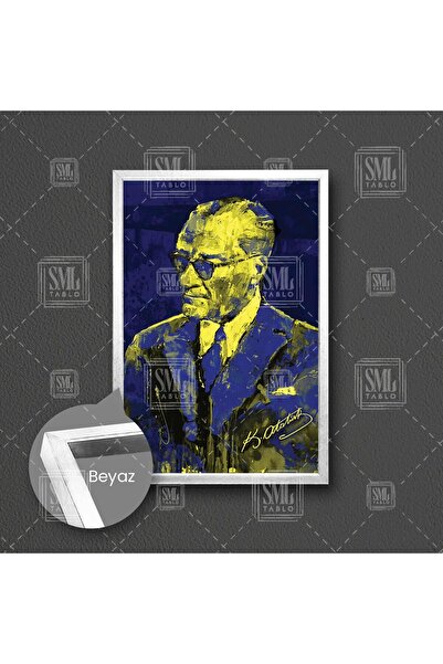 SML TABLO Mustafa Kemal Atatürk İmzası Fenerbahçe Sarı Ve Lacivert Çerçeveli ...
