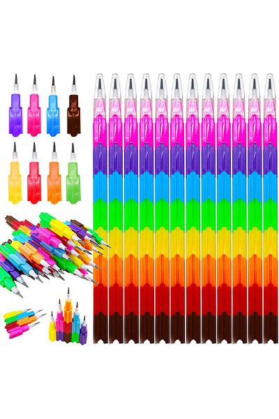 erorex Stacking Pencils 30 Pcs Non Sharpening Stackable Pencil Rainbow Buildable Pencil For Kids Writing