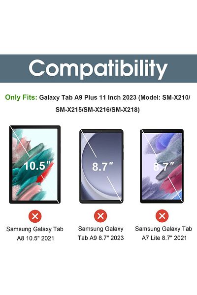 erorex حافظة لجهاز Galaxy Tab A9 Plus مقاس 11 بوصة 2023 مع حامل رفيع وغطاء خلفي صلب وغطاء ذكي واقٍ لجهاز Galaxy Tab A9 Plus مقاس 11 بوصة 2023