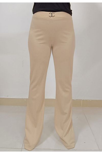 AKŞEN GİYİM Large Size Flared Leg Transverse Length Lycra Seasonal Scuba Crepe Fabric Trousers