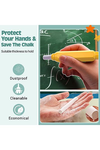 erorex Magnetic Chalk Holder Adjustable Colorful Reusable Washable Plastic Chalk Holder Set For School