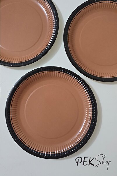 PEKSHOP Retro Kraft Tarçın Karton Tabak 8 li Paket