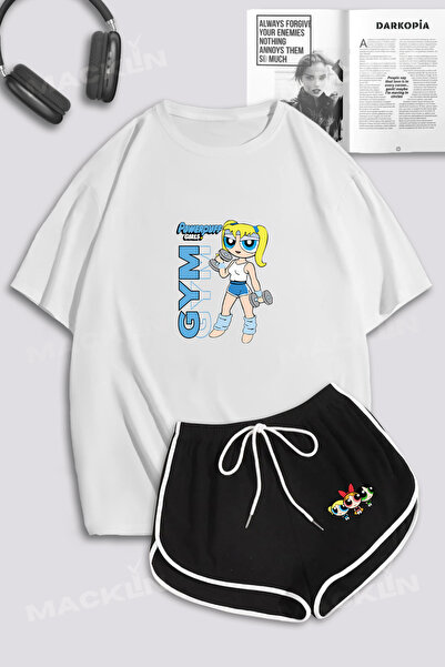 macklin Ženske PowerPuff Girls Bubbles GYM Štampano Oversize kroj T-shirt i S...
